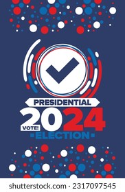 Presidential Election 2024 in United States. Vote day, November 5. US Election campaign. Make your choice!Patriotic american vector illustration. Poster, card, banner and background