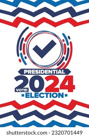 Presidential Election 2024 in United States. Vote day, November 5. US Election campaign. Make your choice!Patriotic american vector illustration. Poster, card, banner and background