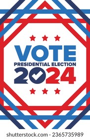 Presidential Election 2024 in United States. Vote day, November 5. US Election. Patriotic american element. Poster, card, banner and background. Vector illustration