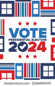 Presidential Election 2024 in United States. Vote day, November 5. US Election. Patriotic american element. Poster, card, banner and background. Vector illustration