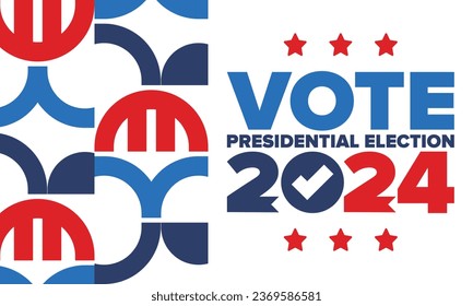 Presidential Election 2024 in United States. Vote day, November 5. US Election. Patriotic american element. Poster, card, banner and background. Vector illustration