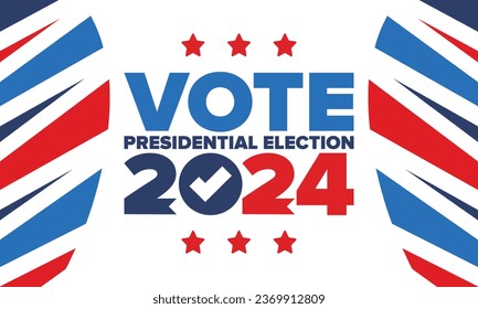 Presidential Election 2024 in United States. Vote day, November 5. US Election. Patriotic american element. Poster, card, banner and background. Vector illustration