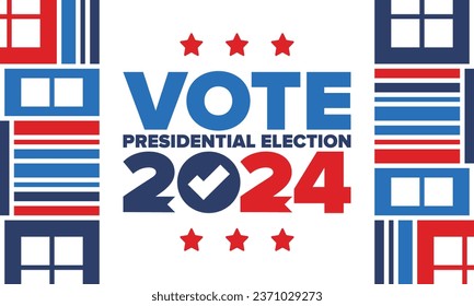 Presidential Election 2024 in United States. Vote day, November 5. US Election. Patriotic american element. Poster, card, banner and background. Vector illustration
