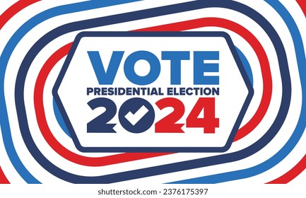 Presidential Election 2024 in United States. Vote day, November 5. US Election. Patriotic american element. Poster, card, banner and background. Vector illustration