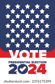 Presidential Election 2024 in United States. Vote day, November 5. US Election. Patriotic american element. Poster, card, banner and background. Vector illustration