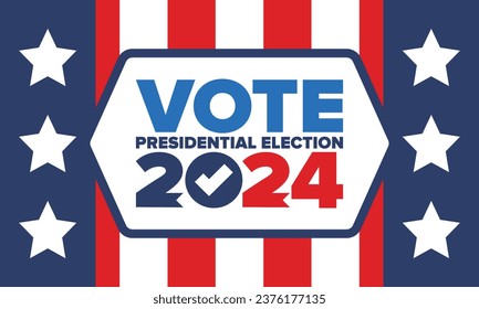 Presidential Election 2024 in United States. Vote day, November 5. US Election. Patriotic american element. Poster, card, banner and background. Vector illustration