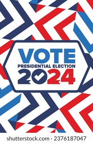 Presidential Election 2024 in United States. Vote day, November 5. US Election. Patriotic american element. Poster, card, banner and background. Vector illustration