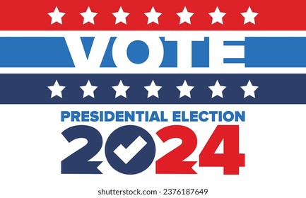 Presidential Election 2024 in United States. Vote day, November 5. US Election. Patriotic american element. Poster, card, banner and background. Vector illustration