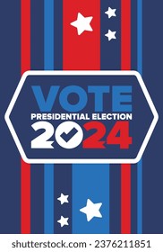 Presidential Election 2024 in United States. Vote day, November 5. US Election. Patriotic american element. Poster, card, banner and background. Vector illustration