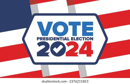 Presidential Election 2024 in United States. Vote day, November 5. US Election. Patriotic american element. Poster, card, banner and background. Vector illustration