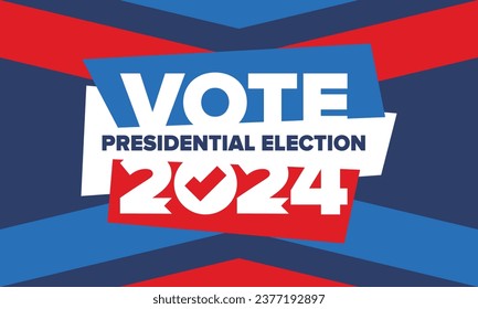 Presidential Election 2024 in United States. Vote day, November 5. US Election. Patriotic american element. Poster, card, banner and background. Vector illustration