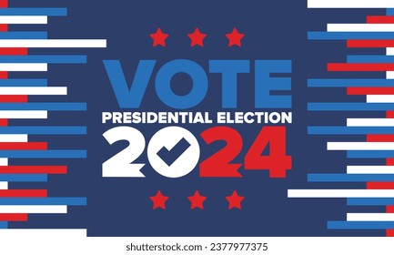 Presidential Election 2024 in United States. Vote day, November 5. US Election. Patriotic american element. Poster, card, banner and background. Vector illustration