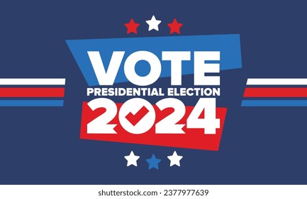 Presidential Election 2024 in United States. Vote day, November 5. US Election. Patriotic american element. Poster, card, banner and background. Vector illustration