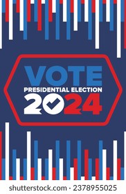 Presidential Election 2024 in United States. Vote day, November 5. US Election. Patriotic american element. Poster, card, banner and background. Vector illustration