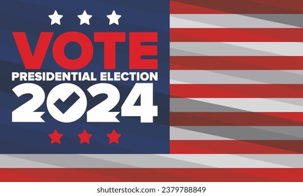 Presidential Election 2024 in United States. Vote day, November 5. US Election. Patriotic american element. Poster, card, banner and background. Vector illustration