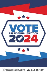 Presidential Election 2024 in United States. Vote day, November 5. US Election. Patriotic american element. Poster, card, banner and background. Vector illustration