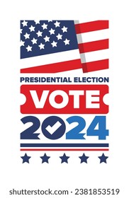 Presidential Election 2024 in United States. Vote day, November 5. US Election. Patriotic american element. Poster, card, banner and background. Vector illustration