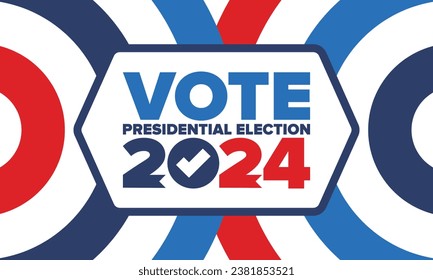 Presidential Election 2024 in United States. Vote day, November 5. US Election. Patriotic american element. Poster, card, banner and background. Vector illustration