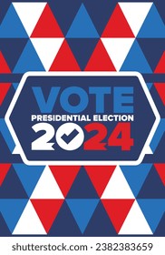 Presidential Election 2024 in United States. Vote day, November 5. US Election. Patriotic american element. Poster, card, banner and background. Vector illustration