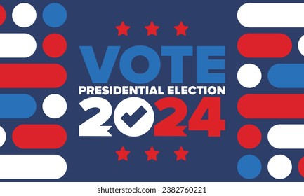 Presidential Election 2024 in United States. Vote day, November 5. US Election. Patriotic american element. Poster, card, banner and background. Vector illustration