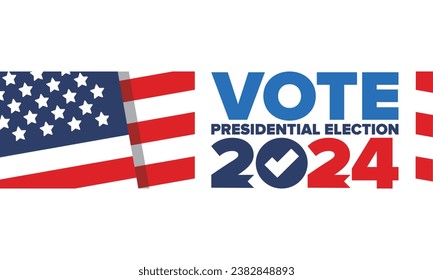 Presidential Election 2024 in United States. Vote day, November 5. US Election. Patriotic american element. Poster, card, banner and background. Vector illustration