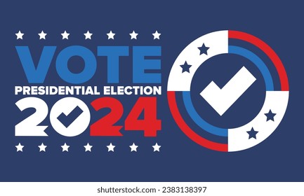 Presidential Election 2024 in United States. Vote day, November 5. US Election. Patriotic american element. Poster, card, banner and background. Vector illustration