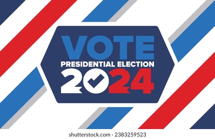 Presidential Election 2024 in United States. Vote day, November 5. US Election. Patriotic american element. Poster, card, banner and background. Vector illustration