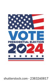 Presidential Election 2024 in United States. Vote day, November 5. US Election. Patriotic american element. Poster, card, banner and background. Vector illustration