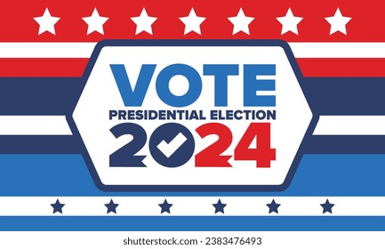 Presidential Election 2024 in United States. Vote day, November 5. US Election. Patriotic american element. Poster, card, banner and background. Vector illustration