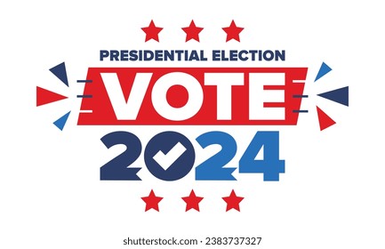 Presidential Election 2024 in United States. Vote day, November 5. US Election. Patriotic american element. Poster, card, banner and background. Vector illustration