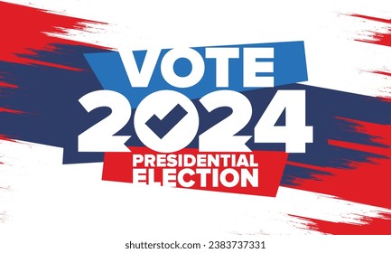 Presidential Election 2024 in United States. Vote day, November 5. US Election. Patriotic american element. Poster, card, banner and background. Vector illustration