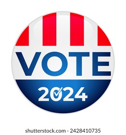 Presidential election 2024 United States of America. USA round badge. Vector template for typography poster, banner, sticker, flyer, etc.