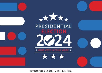 Presidential Election 2024 in United States. Vote day, November 5. US Election campaign. Make your choice Patriotic american illustration. Poster, card, banner and background