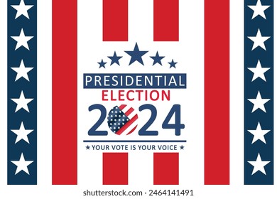 Presidential Election 2024 in United States. Vote day, November 5. US Election campaign. Make your choice Patriotic american illustration. Poster, card, banner and background