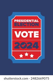 Presidential Election 2024 in United States. Vote day, November 5. US Election. Patriotic american element. Poster, card, banner and background. Vector illustration