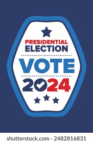 Presidential Election 2024 in United States. Vote day, November 5. US Election. Patriotic american element. Poster, card, banner and background. Vector illustration