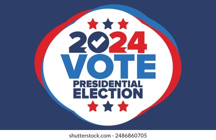 Presidential Election 2024 in United States. Vote day, November 5. US Election. Patriotic american element. Poster, card, banner and background. Vector illustration