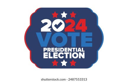 Presidential Election 2024 in United States. Vote day, November 5. US Election. Patriotic american element. Poster, card, banner and background. Vector illustration