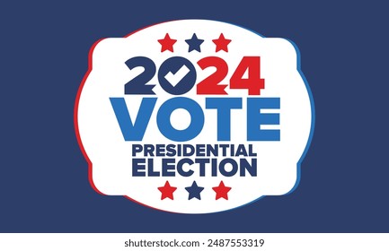 Presidential Election 2024 in United States. Vote day, November 5. US Election. Patriotic american element. Poster, card, banner and background. Vector illustration