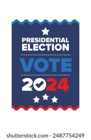 Presidential Election 2024 in United States. Vote day, November 5. US Election. Patriotic american element. Poster, card, banner and background. Vector illustration