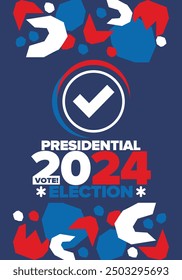 Presidential Election 2024 in United States. Vote day, November 5. US Election campaign. Make your choice!Patriotic american vector illustration. Poster, card, banner and background
