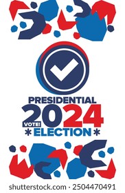 Presidential Election 2024 in United States. Vote day, November 5. US Election campaign. Make your choice!Patriotic american vector illustration. Poster, card, banner and background