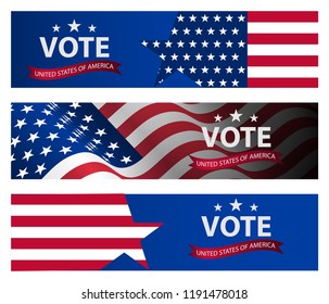 Presidential election banner background. US Presidential election 2020. US midterm elections 2018: the race for Congress.  Democracy campaign. Vote Republican Midterms. 