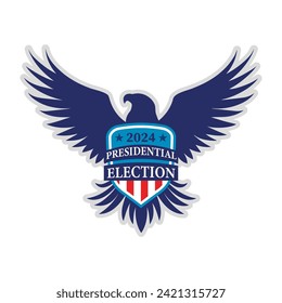 Presidential Election Campaign Sticker with American Eagle silhouette. November 5 is the Vote Day of the US Election 2024.