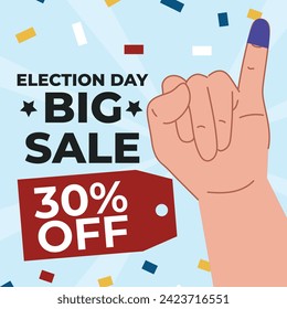 presidential election day big sale in flat illustration