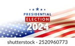 Presidential Election day in the United States of America 2024. Political election campaign banner with realistic national American flag on white background. November 5 in USA. Vector illustration