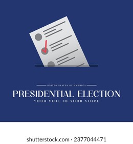 Presidential election day in united states 2024. Ballot box vector illustration. Suitable for templates, banners, web, social media, greeting cards etc