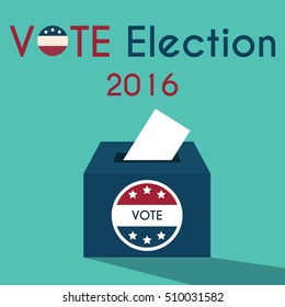 Presidential Election Day Vote Box. American Flag's Symbolic Elements - Red Stripes and White Stars.