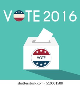 Presidential Election Day Vote Box. American Flag's Symbolic Elements - Red Stripes and White Stars.