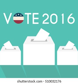 Presidential Election Day Vote Box. American Flag's Symbolic Elements - Red Stripes and White Stars.